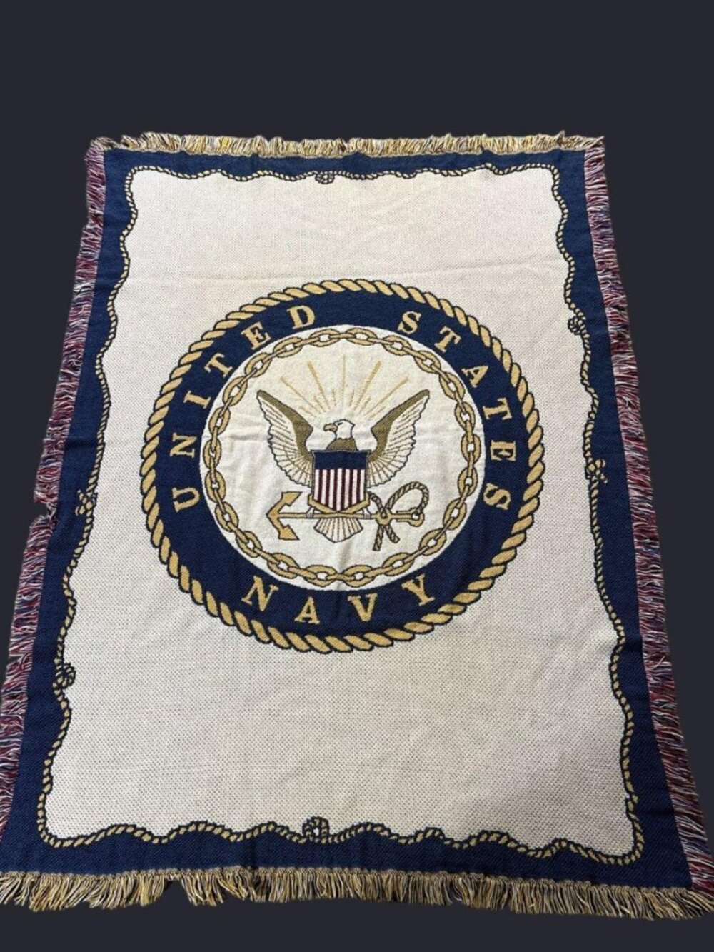 US Navy Woven Fringed Throw